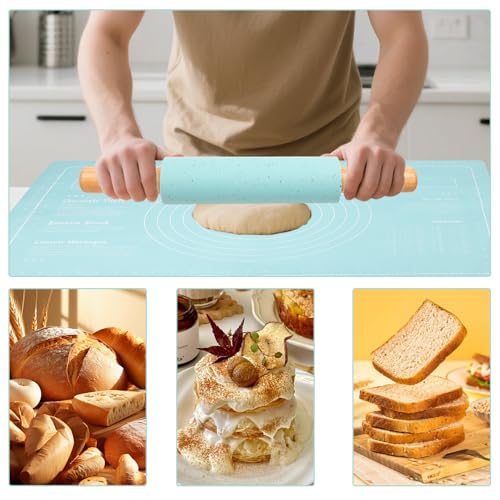 3Pcs Silicone Rolling Pin for Baking Sets (Green 3 sets)