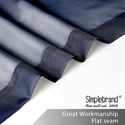 Navy Short Sheer Curtains 45 Inch Length for Small Windows (Navy Blue / 42"W x 45"L (Pack of 2))