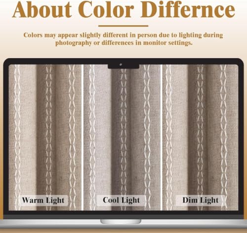 Khaki Brown Boho Blackout Curtains 2 Panels with Tassels 52W X 70L (Khaki Brown / 52"W x 70"L (Pack of 2))