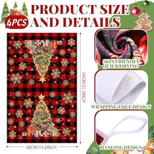 12 Pcs Christmas Kitchen Accessories Set Red Black Check Style (Red and Black Stripes)