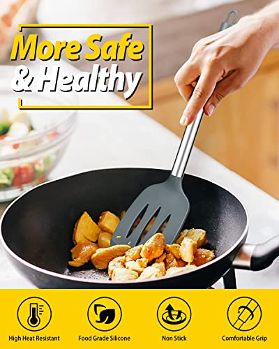 Pack of 4 Silicone Cooking Utensils Set (Gray)