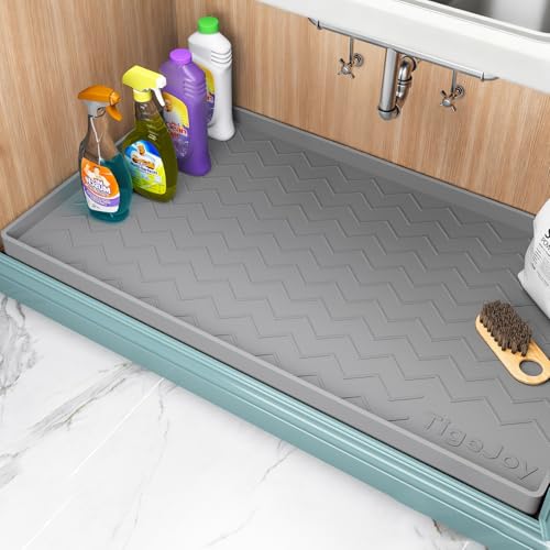 Under Sink Mats for Kitchen Waterproof 19" x 19" (Light Gray / 19"W x 19"L)