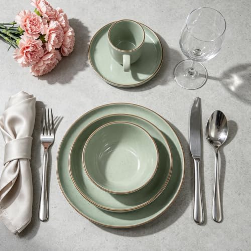 Eur Nordic Shape Raising Rim 20pc Dinnerware Set (Service for 4 - 20pc Set / Green)