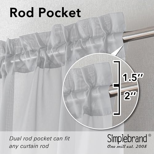 Light Grey Sheer Curtains 72 Inches Long 2 Panels for Living Room (Light Grey / 42"W x 72"L (Pack of 2))