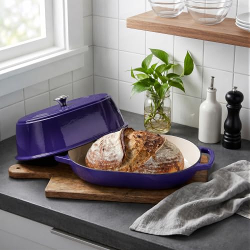 Enameled Cast Iron Dutch Oven Pot with Dome Lid (Purple)