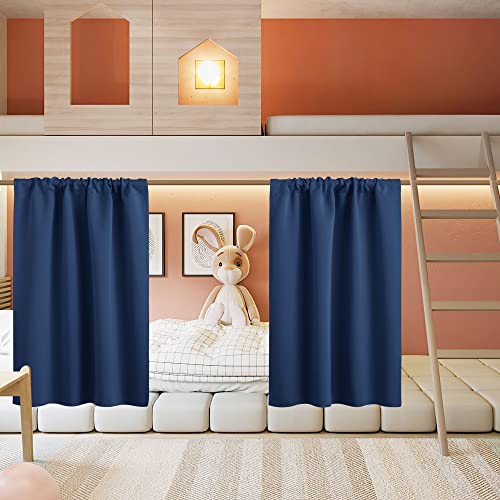 Basement Bathroom Kitchen Cafe Blackout Privacy Window Curtains (Navy Blue / 34"W x 30"L (Pack of 2))