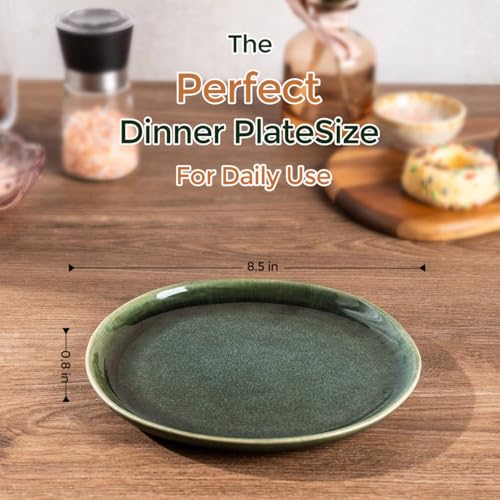 Ceramic Plates Set of 6 (Earth Green / 8.5 Inch)