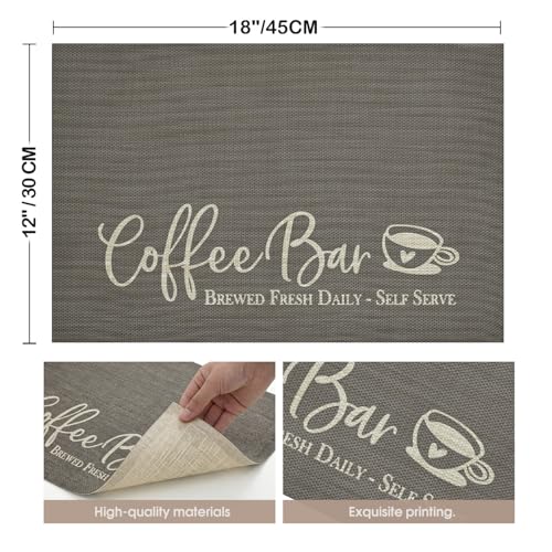 Coffee Bar Mat Set of 2 (12" x 18", Rectangular 2 Pcs / Gray)