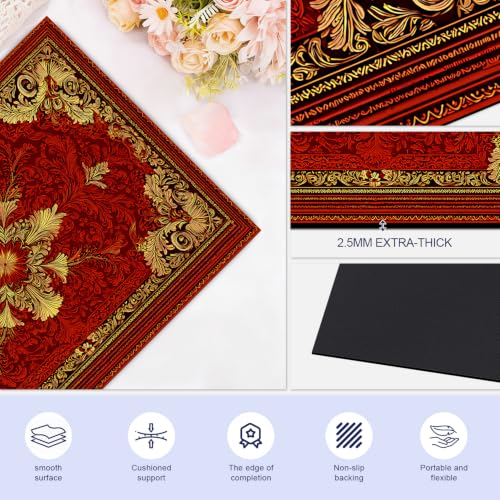 Luxury Baroque Red Dish Drying Mat 18x24 Inch (12 / 18" x 24")