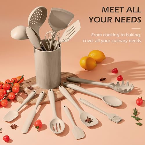 15 Piece Kitchen Cooking Utensil Set (Khaki)