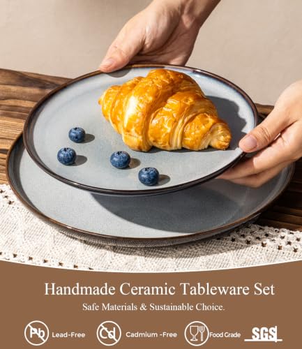 Ceramic Dinnerware Sets for 8 (Modern-Gray White / Service for 8 （24pcs）)