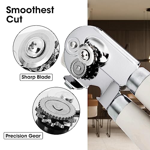 Heavy Duty Hand Can Opener Manual with Magnet Lid Remover (Beige)
