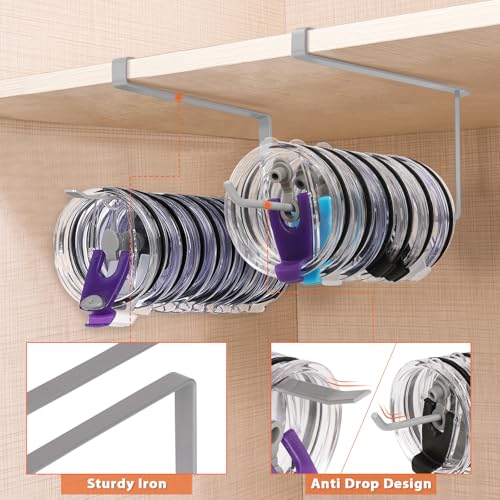 2 Pack Tumbler Lid Organizer (Gray / 2 Pack(Round&Flat))