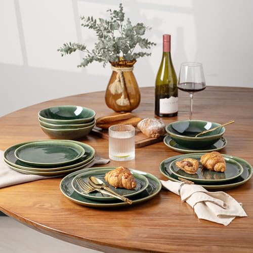 Ceramic Plates Set of 6 (Earth Green / 8.5 Inch)