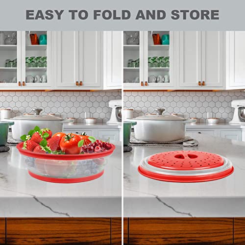 2 in 1 Aidacom Microwave Splatter Cover for Food & Silicone Microwave Mat (Red)