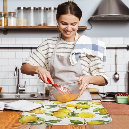 Absorbent Dish Drying Mat for Kitchen Counter (18" x 24" / Lemon 1)