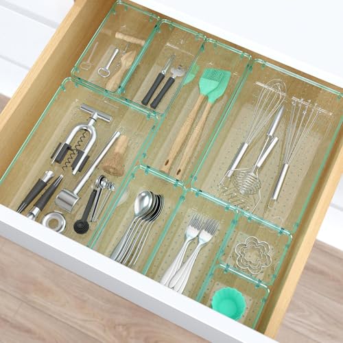 33 PCS Plastic Drawer Organizers Set (Sea Blue / 33 PCS)