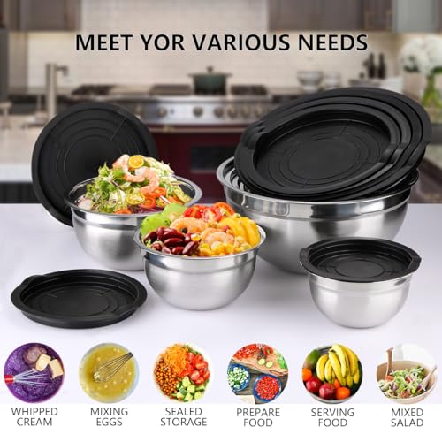 Mixing Bowls with Lids Set (Black)