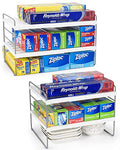 2 Pack Expandable Kitchen Wrap Organizer Rack (White-2P)