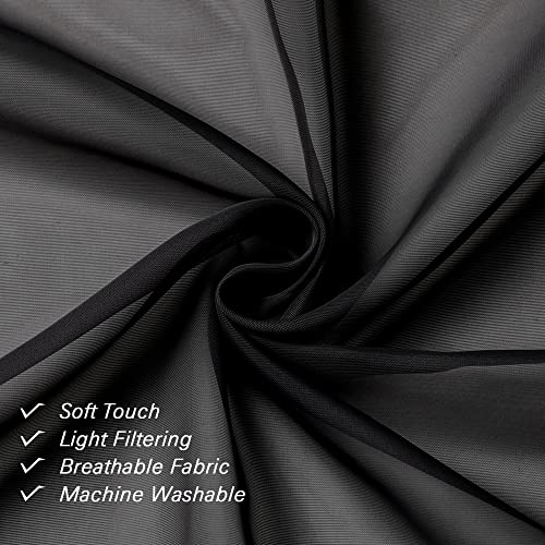 Black Sheer Curtains 45 Inch Long 2 Panels (Black / 40"W x 45"L (Pack of 2))