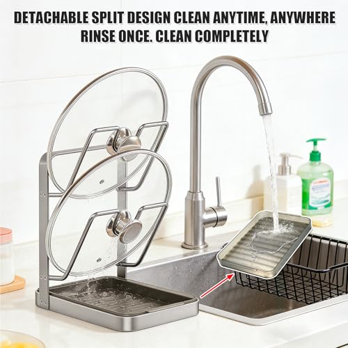 304 Stainless Steel Pot Lid Holder with Drip Tray