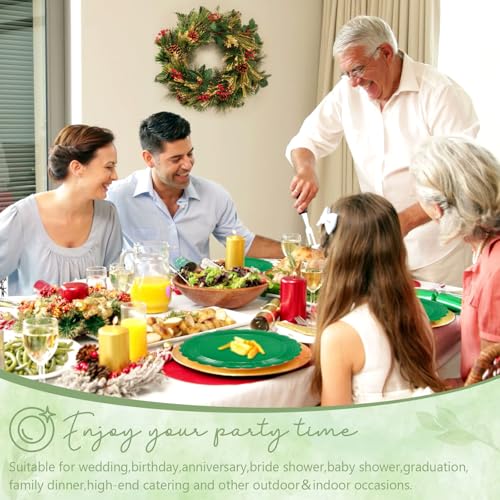 100 Pcs Green Plastic Plates (Green 100 Plate Set / 7 & 9-inch Set)