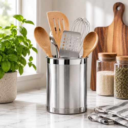 Stainless Steel Utensil Holder (Stainless Steel - 5")