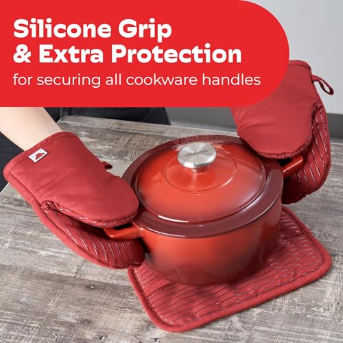 Silicone Mini Oven Mitts (Red / 10")