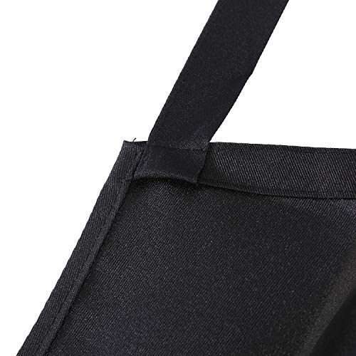 2 Pack Adjustable Bib Apron with 2 Pockets (Black)