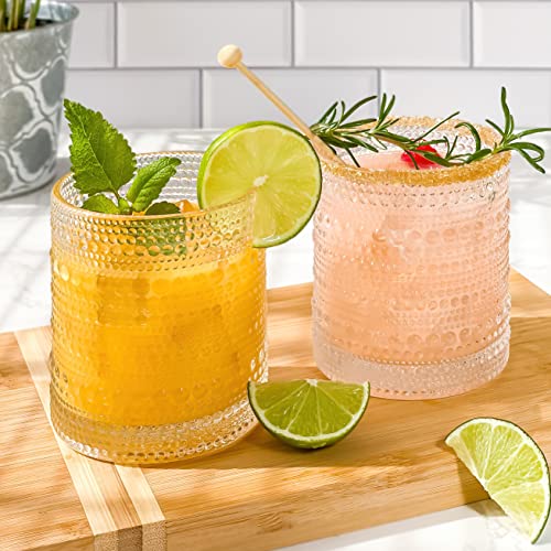 Beaded Drinking Glasses Set of 6 (Beaded 10 oz. / Clear)