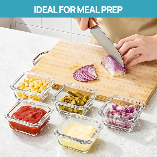 5Pack 5oz Small Glass Storage Containers Set With Lids (Grey / 5oz)