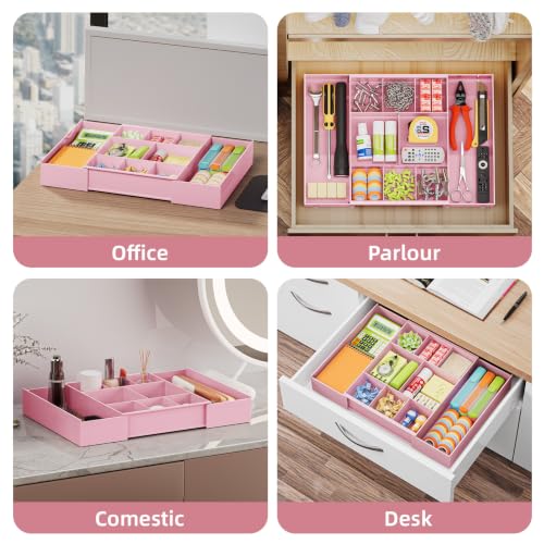 Expandable Desk Drawer Organizer (Pink)
