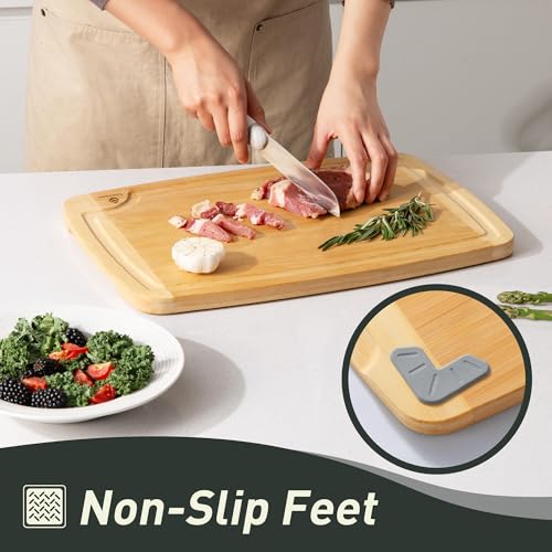3 packs Bamboo Cutting Board Set Non Slip Feet Over Sink For Kitchen Meal Prep & Serving Brides Her Wedding Day Bridal Shower Engaged Wed House Christmas Married Future Unique Cool Gifts (3 Pack / Two-Tone Bamboo)