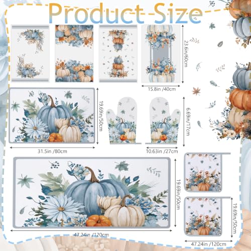 10 Pcs Fall Kitchen Decor Blue Pumpkin Kitchen Accessories Set (Dusty Blue / Fall)