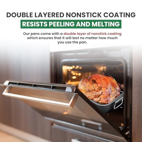 Large Roasting Pan With Rack 12” x 16” (Pan & V-Rack)