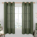 Olive Green Semi Sheer Linen Window Curtains 60 Inch 2 Panels (34"W x 60"L (Pack of 2) / Olive Green)
