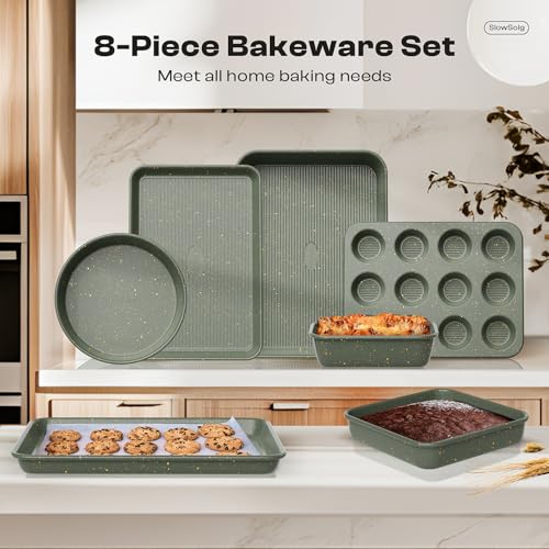 8 Piece Nonstick Bakeware Set (Green / 8PCS)