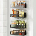 Magnetic Spice Rack for Refrigerator Magnetic Fridge Shelf for Kitchen Magnetic Shelves for Fridge 4 Pack Black (4 Pack No Jars / Black)