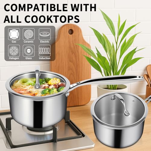 3 Ply Stainless Steel Saucepan with Lid (3 Quarts)
