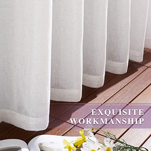 Linen Curtains Off White Sheer Flax Textured (52"W x 84"L (Pack of 2) / Off White)