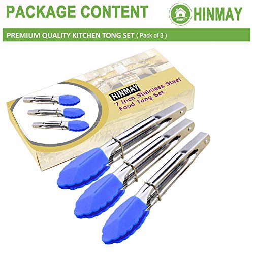 Small Tongs with Silicone Tips 7 (7-inch / Blue)