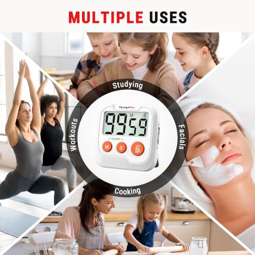 TM03 Digital Timer with 2 Alarm Volume & Strong Magnetic Back