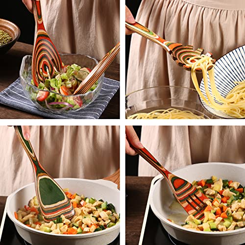 7Pcs Pakkawood Kitchen Utensils Set for Cooking (Colorful Spoon-7pcs)