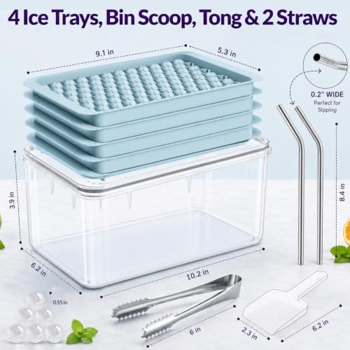 0.55in Pebble Ice Tray (Blue (104 Grid, 0.55in) / 4 Pack Set)