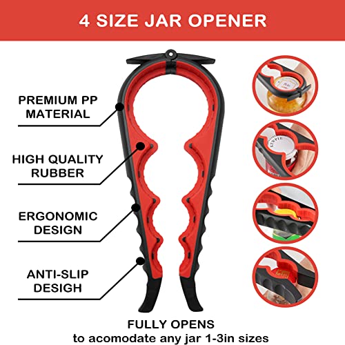 Jar Opener for Weak Hands (Red / 3-piece set)