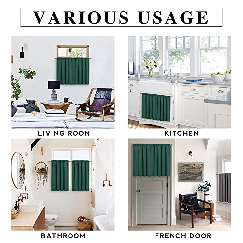 Short Hunter Green Blackout Curtains for Small Bedroom Window Cafe (Hunter Green / 42"W x 36"L (Pack of 2))