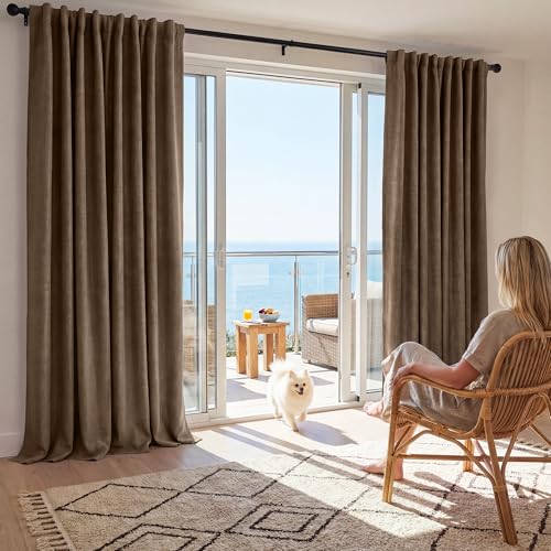 Brown Linen 100% Blackout Curtains 120 Inch Long for Living Room (Brown / 52"W x 120"L (Pack of 2))