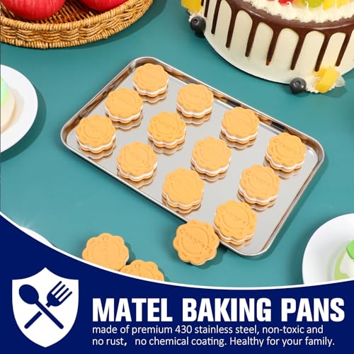 12 Pcs Stainless Steel Baking Sheet Cookie Pans (8 x 5.9 inches)