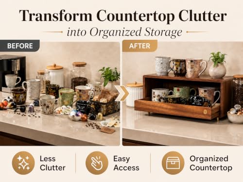 Wooden Coffee Station Storage Rack with Drawers (Single-layer Storage)