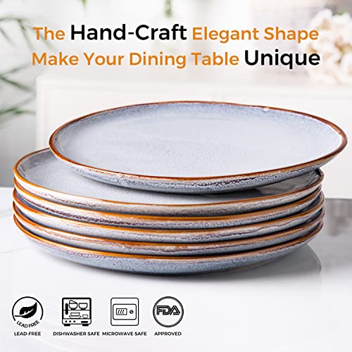 Ceramic Dinner Plates Set of 6 (Reactive Blue / 10.5 Inch(6Pcs))
